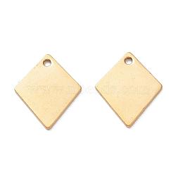 201 Stainless Steel Pendants, Rhombus, Real 24K Gold Plated, 16x13x0.8mm, Hole: 1.5mm(STAS-D445-102G)