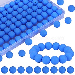 80Pcs Round Silicone Focal Beads, Chewing Beads For Teethers, DIY Nursing Necklaces Making, Dodger Blue, 15mm, Hole: 2mm(SIL-SZ0001-24-09)