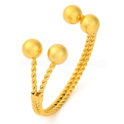 Round Balls Brass Cuff Bangles for Women, Lead Free & Cadmium Free, Golden, Inner Diameter: 2-1/2 inch(6.45cm)(BJEW-F477-03G)