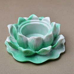 Buddhist Lotus Flower Mini Resin Crystal Ball Display Bases, Crystal Sphere Display Stand, Medium Sea Green, 108x45mm, Inner Diameter: 50mm(PW-WG12951-03)