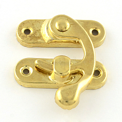 Iron Wooden Box Lock Catch Clasps, Jewelry Box Latch Hasp Lock Clasps, Golden, 32~33x27.5x8mm, Hole: 2~2.5mm, 2pcs/set(X-IFIN-R203-93G)