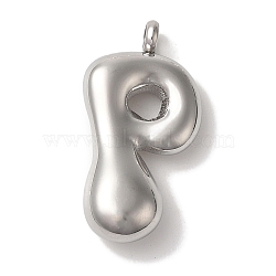 Non-Tarnish Ion Plating(IP) 304 Stainless Steel Pendants, Letter Charm, Stainless Steel Color, Letter P, 25.5x13x6mm, Hole: 2mm(STAS-M017-08P-17)