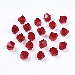 Faceted Imitation Austrian Crystal Bead Strands, Grade AAA, Bicone, Red, 6x6mm, Hole: 0.7~0.9mm, about 360pcs/bag(G-M180-6mm-05B)