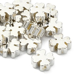 Brass Beads, Clover, Silver Color Plated, 8x3mm, Hole: 1.8mm(X-PJ-TAC0001-25B-S)
