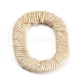 ABS Plastic Linking Rings, with Jute Twine, Oval, Wheat, 50~51x36x3mm(WOVE-S111-02)