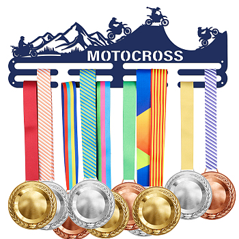 Fashion Iron Medal Hanger Holder Display Wall Rack, with Screws, Sports Theme, Word Motorcross, Motorbike Pattern, 150x400mm