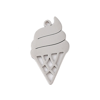 Non-Tarnish 304 Stainless Steel Pendants, Laser Cut, Ice Cream Charm, Stainless Steel Color, 21x12x1mm, Hole: 1.2mm