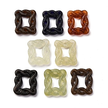 Dyed Natural Xiuyan Jade Carved Pendants, Hollow Rectangle Charms, Mixed Color, 28~28.5x22~23.5x3~5mm