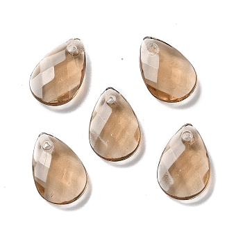 Opaque Acrylic Charms, Faceted, Teardrop Charms, Camel, 13x8.5x3mm, Hole: 1mm