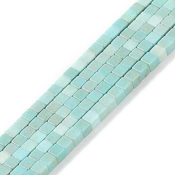 Natural Agate Beads Strands, Dyed, Cube, Pale Turquoise, 2x2x2mm, Hole: 1mm, about 150pcs/strand, 15.08 inch(38.3cm)