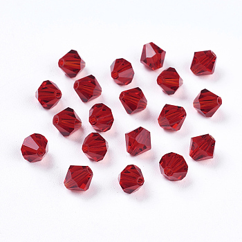 Faceted Imitation Austrian Crystal Bead Strands, Grade AAA, Bicone, Red, 6x6mm, Hole: 0.7~0.9mm, about 360pcs/bag