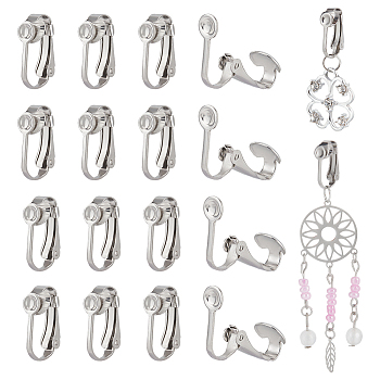 70Pcs 304 Stainless Steel Clip-on Earring Findings, Stainless Steel Color, 16x7.5x10mm