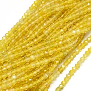 Natural Yellow Agate Beads Strands, Faceted, Round, 2.5~3mm, Hole: 0.6mm, about 142pcs/strand, 15.3 inch(39cm)
