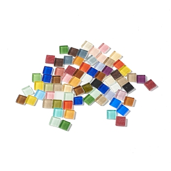 Mosaic Tiles Glass Cabochons, for Home Decoration or DIY Crafts, Square, Mixed Color, 15x15x4mm, about 450pcs/1000g