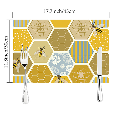 Rectangle with Bees Pattern Cotton Linen Cloth Table Mat(AJEW-WH0196-010)-2