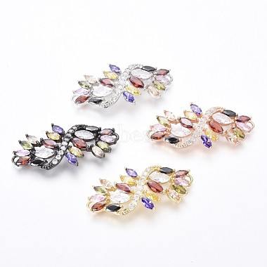Mixed Color Colorful Flower Brass+Cubic Zirconia Links