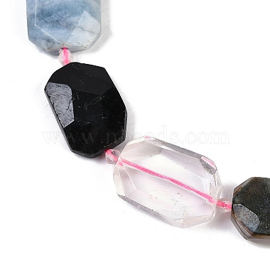 Natural Quartz Crystal/Rose Quartz & Agate/Tourmaline & Indian Agate Beads Strands(G-B125-P26-01)-3