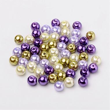 Lavender Garden Mix Pearlized Glass Pearl Beads(HY-X006-8mm-08)-2