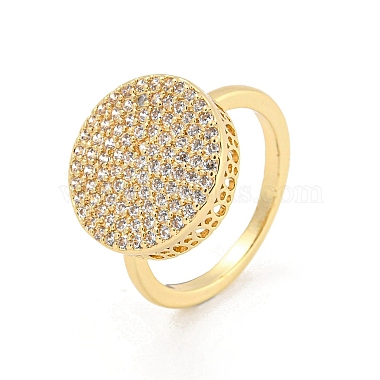 Clear Flat Round Brass+Cubic Zirconia Finger Rings