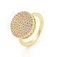Flat Round Brass Micro Pave Clear Cubic Zirconia Finger Rings(RJEW-G309-41G)-1