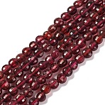 Natural Garnet Beads Strands, Faceted Coin Beads, Flat Round, 4x3mm, Hole: 0.8mm, about 111pcs/strand, 15.16 inch(38.5cm)(X-G-F770-B02-01)