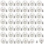 Iron Rivets, with Plastic Imitation Pearl Beads, Round, Platinum, 12mm, Hole: 1.6mm, 80pcs(FIND-SP0003-27C)