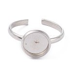 Non-Tarnish 304 Stainless Steel Cuff Rings Components, Pad Ring Base Findings, Flat Round, Stainless Steel Color, Tray: 8mm, 2~9.5mm, US Size 6 1/2(16.9mm)(STAS-F274-04A)