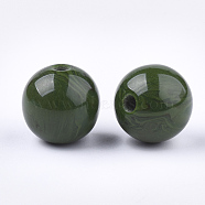Resin Beads, Imitation Gemstone, Round, Dark Olive Green, 16~16.5mm, Hole: 3.5mm(RESI-S377-14B-03)