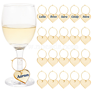 Acrylic Heart Wine Glass Charms, with Brass Hoop Earring Findings, Yellow, 52mm, 24pcs/set(AJEW-AB00116)