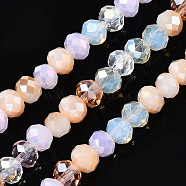Electroplate Glass Beads Strands, Faceted, Rondelle, Misty Rose, 4.5x3.5mm, Hole: 1mm, about 140~143pcs/strand, 18.90 inch~19.29 inch(48cm~49cm)(EGLA-T020-12E)