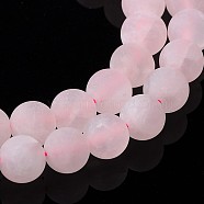 Rose Quartz Strands, Frosted, Round, about 8~9mm in diameter, hole: 1mm, about 49 pcs/strand, 15.5 inch(G498-1)