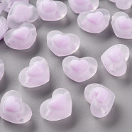 Transparent Acrylic Beads, Frosted, Bead in Bead, Heart, Plum, 13x17x9.5mm, Hole: 2.5mm, about 420pcs/500g(TACR-S152-08C-09)
