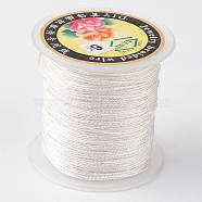 Round Metallic Thread, Embroidery Thread, 9-Ply, White, 0.8mm, about 65.61 yards(60m)/roll(MCOR-L001-0.8mm-21)
