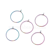 Ion Plating(IP) 316 Surgical Stainless Steel Hoop Earrings Findings, Wine Glass Charms Findings, Rainbow Color, 23x20x0.7mm, 21 Gauge.(STAS-F149-32M-E)