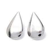 Ion Plating(IP) 304 Stainless Steel Stud Earring Findings, with Vertical Loops and Ear Nuts, Teardrop, Stainless Steel Color, 29.5x18.5mm, Hole: 3.5mm, Pin: 0.7mm(STAS-F286-07P)