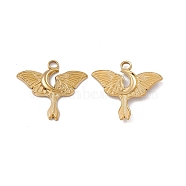 Ion Plating(IP) 304 Stainless Steel Pendants, Butterfly with Moon Charm, Real 18K Gold Plated, 24x25x2mm, Hole: 3mm(X-STAS-B031-36G)