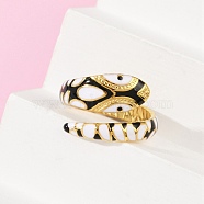 304 Stainless Steel Adjustable Cuff Rings, with Enamel, Real 18K Gold Plated, Snake, US Size 7 1/4(17.5mm)(RJEW-Q015-01G-F)