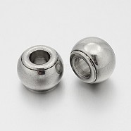Rondelle 201 Stainless Steel Large Hole Beads, Stainless Steel Color, 13x9mm, Hole: 6mm(STAS-N062-53)