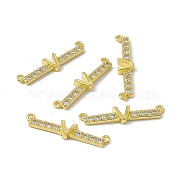 Rack Plating Brass Micro Pave Clear Cubic Zirconia Connector Charms, Real 18K Gold Plated, Long-Lasting Plated, Cadmium Free & Nickel Free & Lead Free, Letter Links, Letter.V, 5.5x27x2.5mm, Hole: 1.2mm(KK-C007-37G-V)