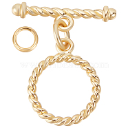 12 Sets Brass Toggle Clasps, Long-Lasting Plated, Twist Ring, Real 18K Gold Plated, Ring: 14.5x12x2mm, Hole: 3.5mm, Bar: 5x17x2.5mm, hole: 3.5mm(KK-BBC0007-89)