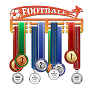 Color Gradient Iron Medal Holder, Medals Display Hanger Rack, Medal Holder Frame, Rectangle with Word FOOTBALL, Orange Red, 150x400x2mm(AJEW-WH0254-49)