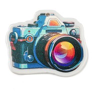 Printed Acrylic Pendants, Retro Camera Charms, Pale Turquoise, 40x33x2mm, Hole: 1.8mm(OACR-L017-06C)