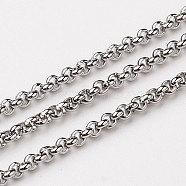 304 Stainless Steel Rolo Chains, Belcher Chain, Unwelded, Stainless Steel Color, 2x2mm(CHS-L015-31)