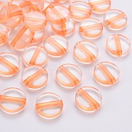 Transparent Acrylic Beads, Flat Round, Orange, 16x5mm, Hole: 2.8mm, about 480pcs/500g(TACR-S154-09A-84)
