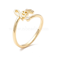 Word Love Cubic Zirconia Cuff Ring, Rack Plating Brass Open Ring for Valentine's Day, Golden, US Size 7 3/4(17.9mm)(KK-K262-01G)