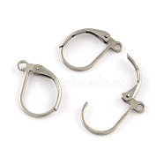 304 Stainless Steel Leverback Earrings Findings, with Loop, Stainless Steel Color, 15x10x1.5mm, Hole: 1.5mm(STAS-R064-45)