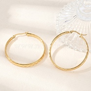 Ion Plating(IP) 304 Stainless Steel Hoop Earrings, Textured, Golden, 41.5~42x40~41x4mm, Pin: 1.2x0.7mm(EJEW-L215-15G)