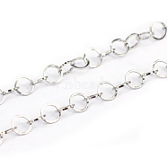 304 Stainless Steel Cable Chains, Soldered, Flat Oval, Stainless Steel Color, 5mm(CHS-L001-95-5mm)