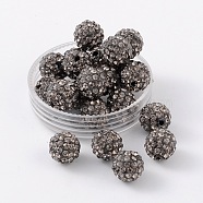 Polymer Clay Rhinestone Beads, Grade A, Round, PP15, Black Diamond, 10mm, Hole: 1.8~2mm, 6 Rows Rhinestone, PP15(2.1~2.2mm)(RB-C1438-10mm-A12)