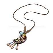 Retro Style Glass & Acrylic & CCB Beads Pendant Necklaces, PU Imitation Leather Necklaces, Colorful, 20.47 inch(52cm)(NJEW-Q349-01C)